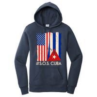 Cuba USA Flags United #S.O.S.CUBA Women's Pullover Hoodie