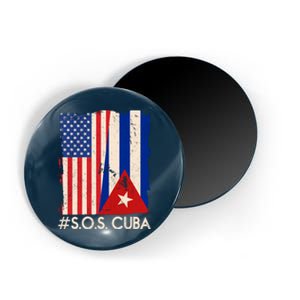 Cuba USA Flags United #S.O.S.CUBA Magnet