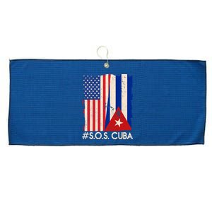 Cuba USA Flags United #S.O.S.CUBA Large Microfiber Waffle Golf Towel