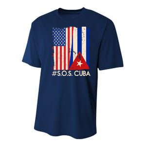 Cuba USA Flags United #S.O.S.CUBA Youth Performance Sprint T-Shirt