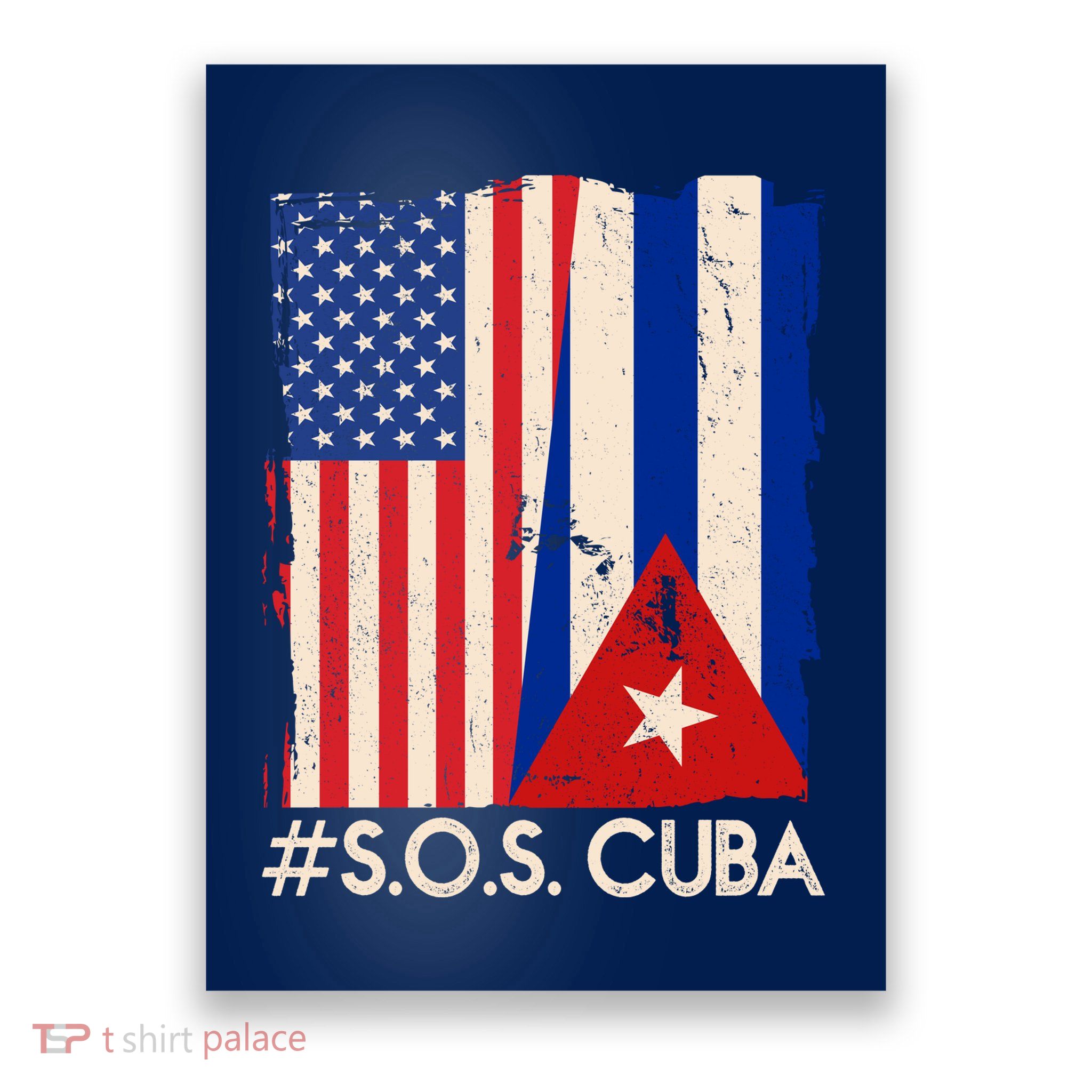 Cuba USA Flags United #S.O.S.CUBA Poster