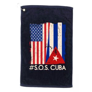 Cuba USA Flags United #S.O.S.CUBA Platinum Collection Golf Towel