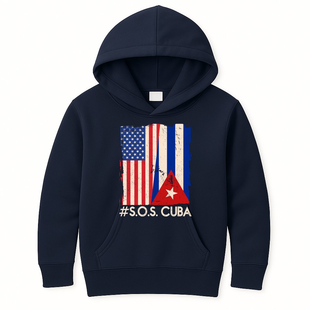 Cuba USA Flags United #S.O.S.CUBA Kids Hoodie