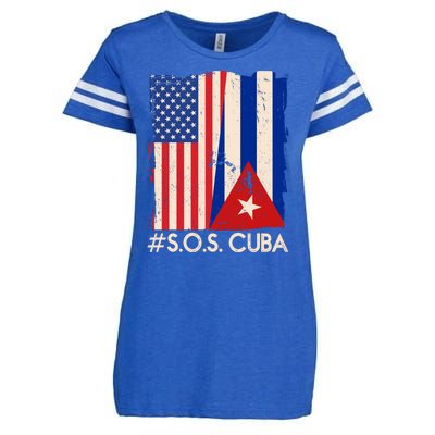 Cuba USA Flags United #S.O.S.CUBA Enza Ladies Jersey Football T-Shirt