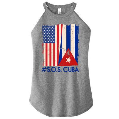 Cuba USA Flags United #S.O.S.CUBA Women's Perfect Tri Rocker Tank