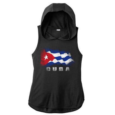 Cuban Flag Cuba Ladies PosiCharge Tri-Blend Wicking Draft Hoodie Tank