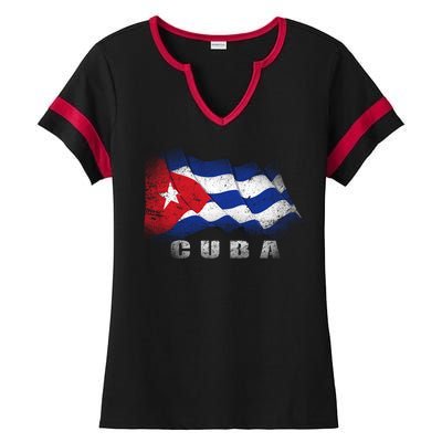 Cuban Flag Cuba Ladies Halftime Notch Neck Tee