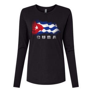 Cuban Flag Cuba Womens Cotton Relaxed Long Sleeve T-Shirt