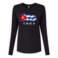 Cuban Flag Cuba Womens Cotton Relaxed Long Sleeve T-Shirt