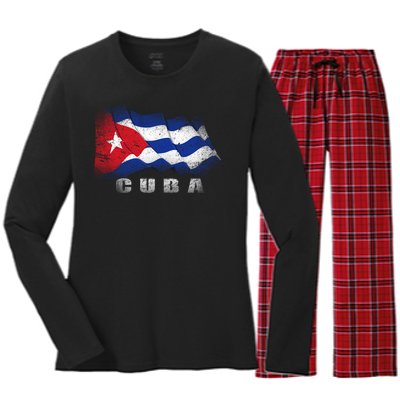 Cuban Flag Cuba Women's Long Sleeve Flannel Pajama Set 