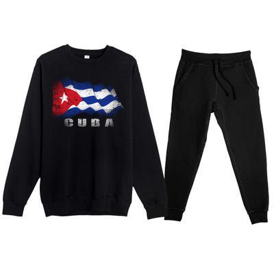 Cuban Flag Cuba Premium Crewneck Sweatsuit Set