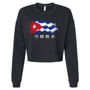 Cuban Flag Cuba Cropped Pullover Crew