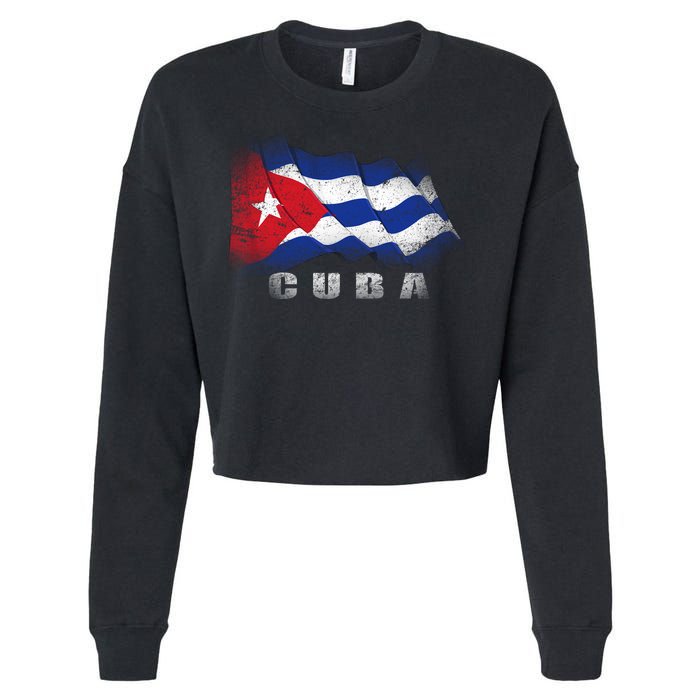 Cuban Flag Cuba Cropped Pullover Crew