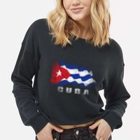 Cuban Flag Cuba Cropped Pullover Crew