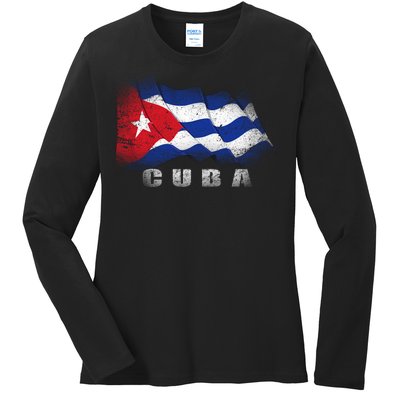 Cuban Flag Cuba Ladies Long Sleeve Shirt