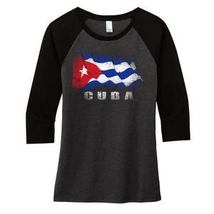 Cuban Flag Cuba Women's Tri-Blend 3/4-Sleeve Raglan Shirt