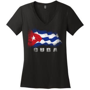 Cuban Flag Cuba Women's V-Neck T-Shirt