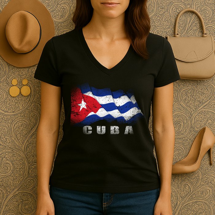 Cuban Flag Cuba Women's V-Neck T-Shirt