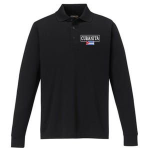 Cubanita Support Cuba Performance Long Sleeve Polo