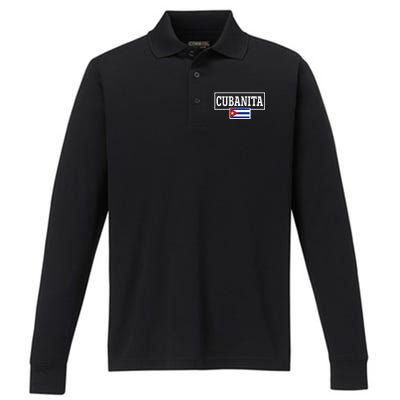 Cubanita Support Cuba Performance Long Sleeve Polo