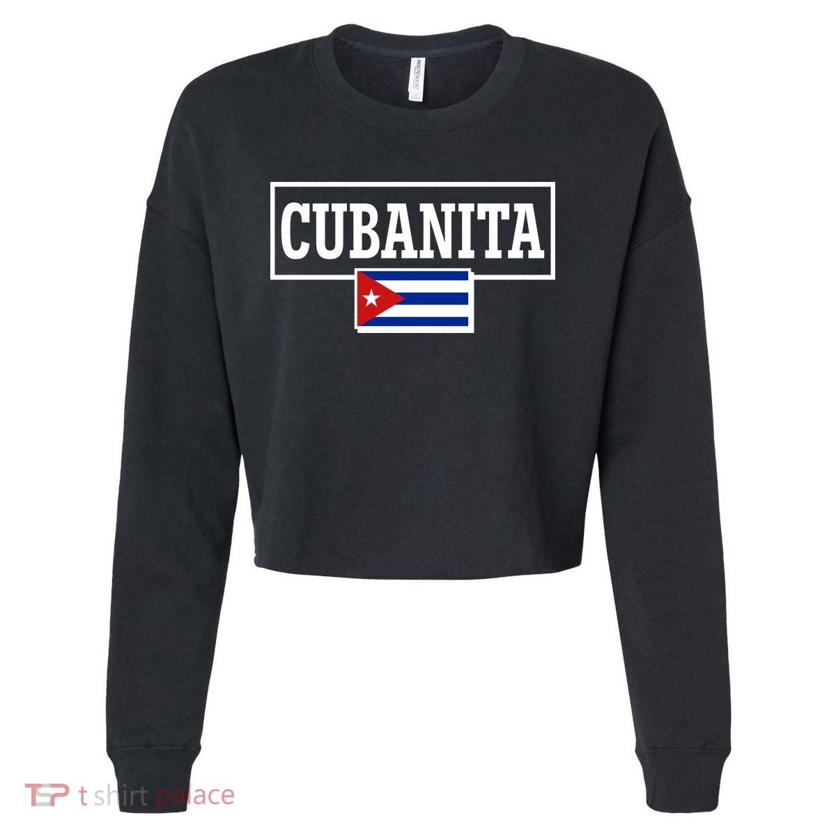 Cubanita Support Cuba Cropped Pullover Crew