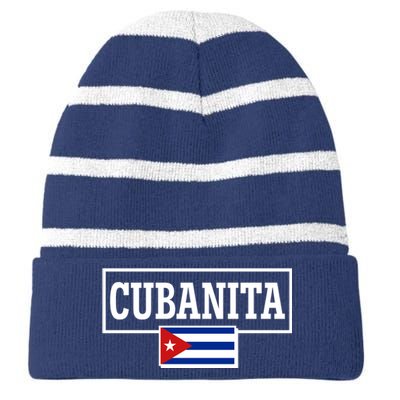 Cubanita Support Cuba Striped Beanie with Solid Band