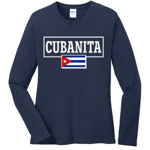 Cubanita Support Cuba Ladies Long Sleeve Shirt