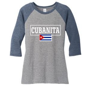 Cubanita Support Cuba Women's Tri-Blend 3/4-Sleeve Raglan Shirt