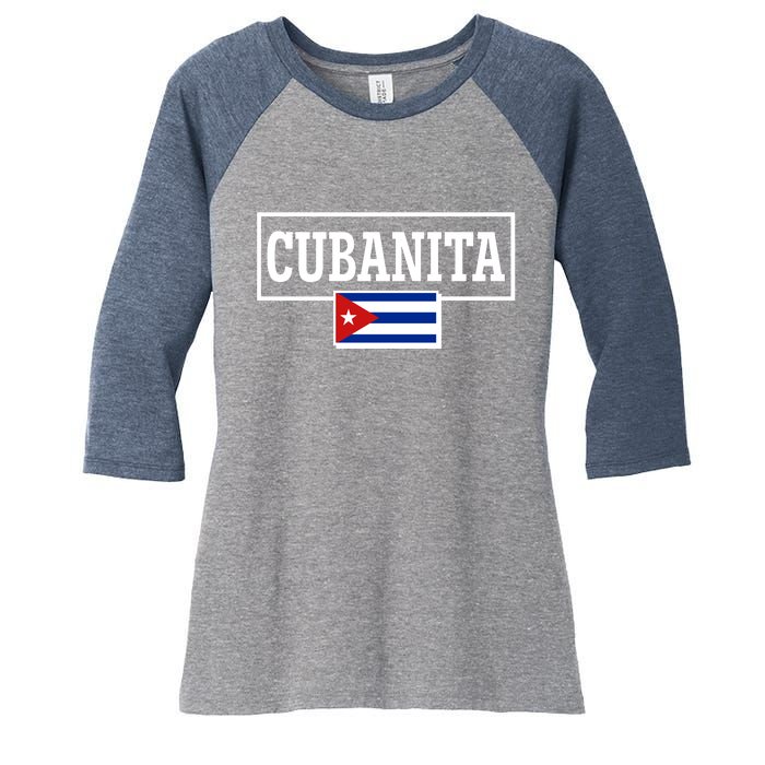 Cubanita Support Cuba Women's Tri-Blend 3/4-Sleeve Raglan Shirt