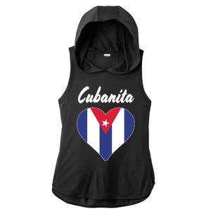 Cubanita Women Cuba Flag Hear Ladies PosiCharge Tri-Blend Wicking Draft Hoodie Tank