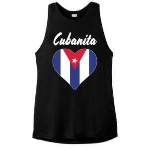 Cubanita Women Cuba Flag Hear Ladies PosiCharge Tri-Blend Wicking Tank