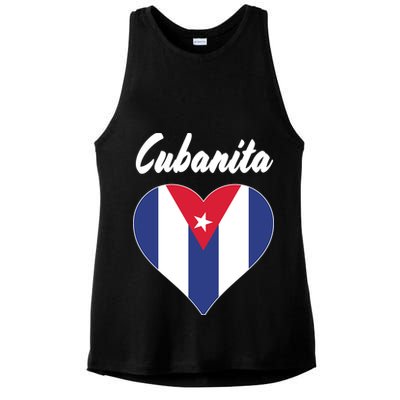 Cubanita Women Cuba Flag Hear Ladies PosiCharge Tri-Blend Wicking Tank