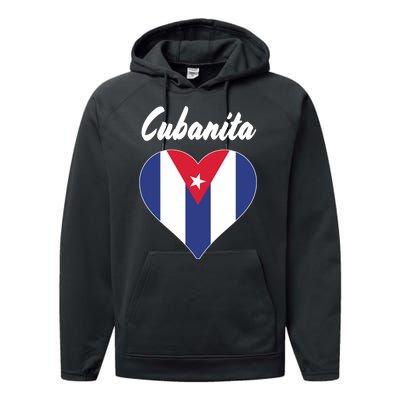 Cubanita Women Cuba Flag Hear Performance Fleece Hoodie