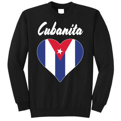 Cubanita Women Cuba Flag Hear Sweatshirt