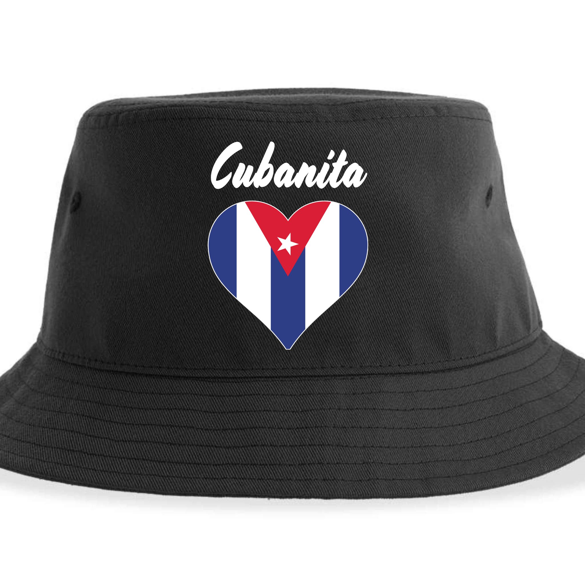 Cubanita Women Cuba Flag Hear Sustainable Bucket Hat