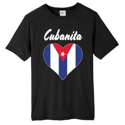 Cubanita Women Cuba Flag Hear Tall Fusion ChromaSoft Performance T-Shirt