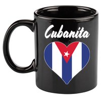 Cubanita Women Cuba Flag Hear 11oz C Handle Ceramic Mug