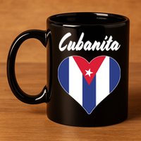 Cubanita Women Cuba Flag Hear 11oz C Handle Ceramic Mug