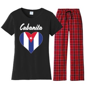 Cubanita Women Cuba Flag Hear Women's Flannel Pajama Set