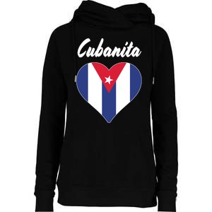 Cubanita Women Cuba Flag Hear Womens Funnel Neck Pullover Hood