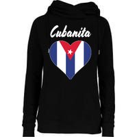 Cubanita Women Cuba Flag Hear Womens Funnel Neck Pullover Hood