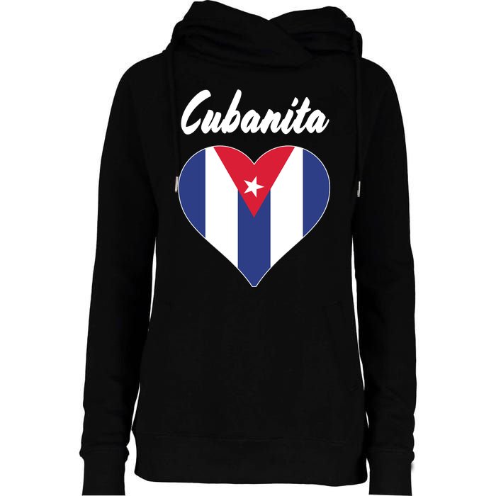 Cubanita Women Cuba Flag Hear Womens Funnel Neck Pullover Hood