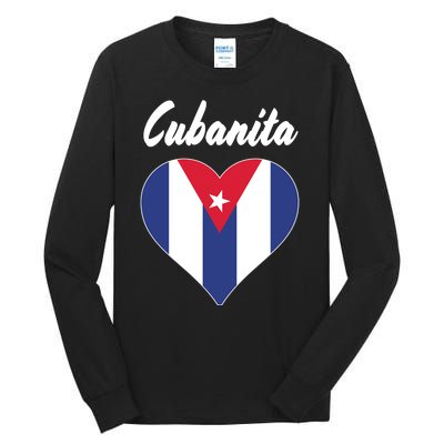 Cubanita Women Cuba Flag Hear Tall Long Sleeve T-Shirt