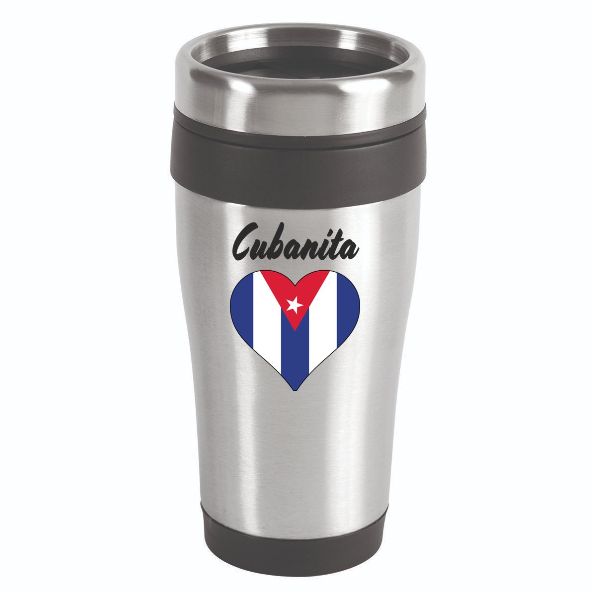 Cubanita Women Cuba Flag Hear 16oz Travel Tumbler