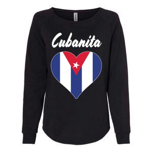 Cubanita Women Cuba Flag Hear Womens California Wash Sweatshirt