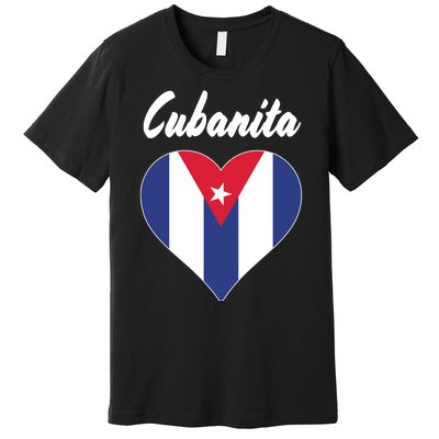 Cubanita Women Cuba Flag Hear Premium T-Shirt