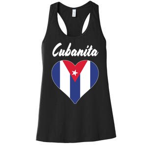 Cubanita Women Cuba Flag Hear Women's Racerback Tank