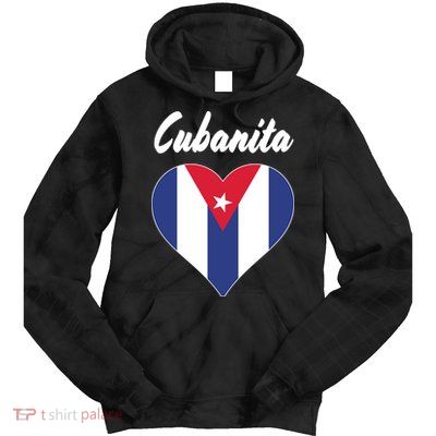Cubanita Women Cuba Flag Hear Tie Dye Hoodie