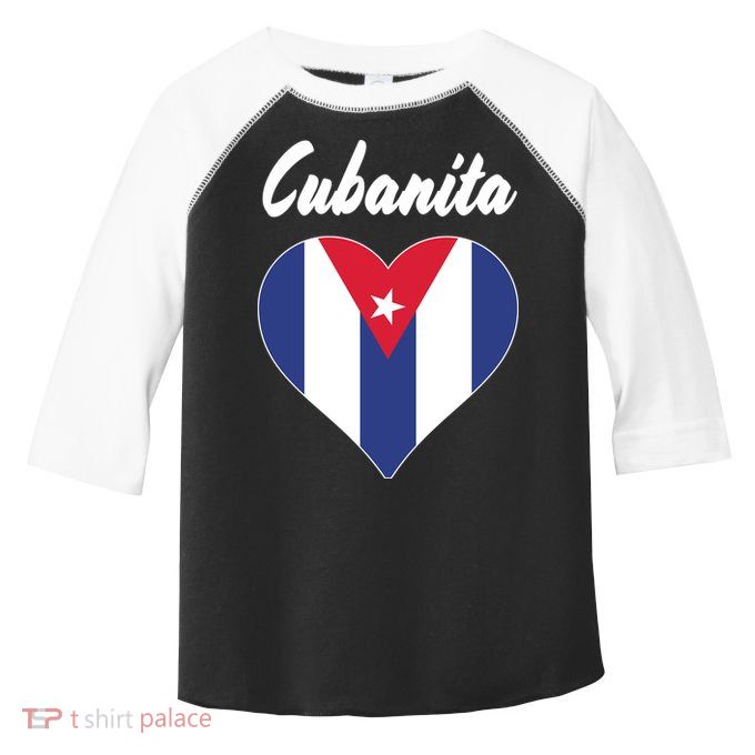 Cubanita Women Cuba Flag Hear Toddler Fine Jersey T-Shirt