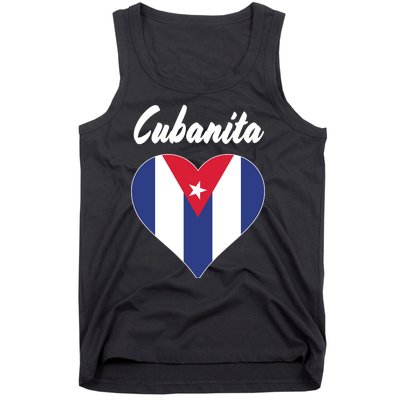 Cubanita Women Cuba Flag Hear Tank Top